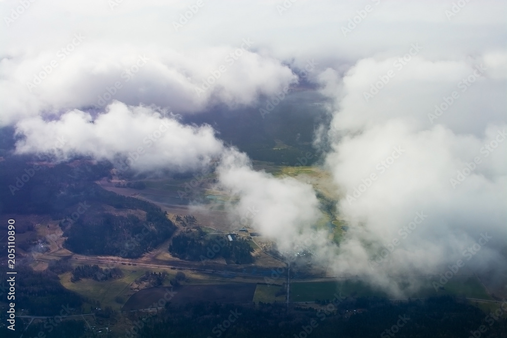 Flight images with clouds