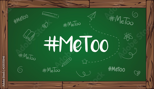 Me Too hashtag written on blackboard