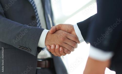 Businessman giving his hand for handshake to partner