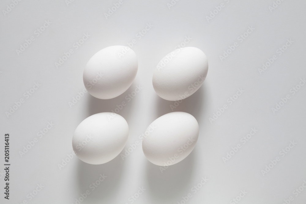 Eggs on white background