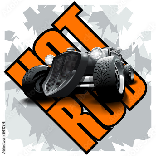 Vintage Hot Rod logo for printing on T-shirts or posters. Vector Illustration.