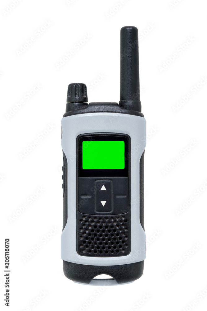 talkie walkie with green blank lcd screen lighted isolated on white talkie walkie with green blank lcd screen lighted isolated on white