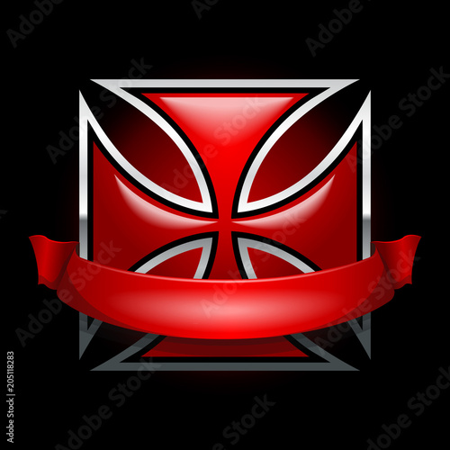 Red Iron Cross with banner