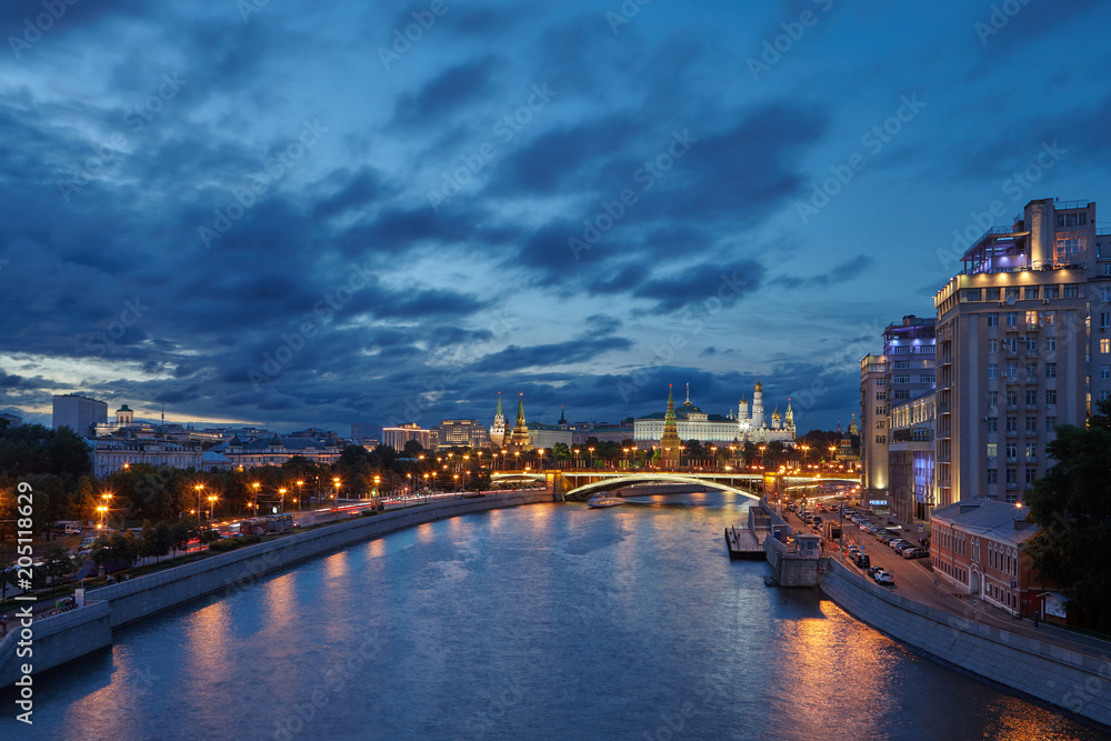 Evening over the beautiful Moscow