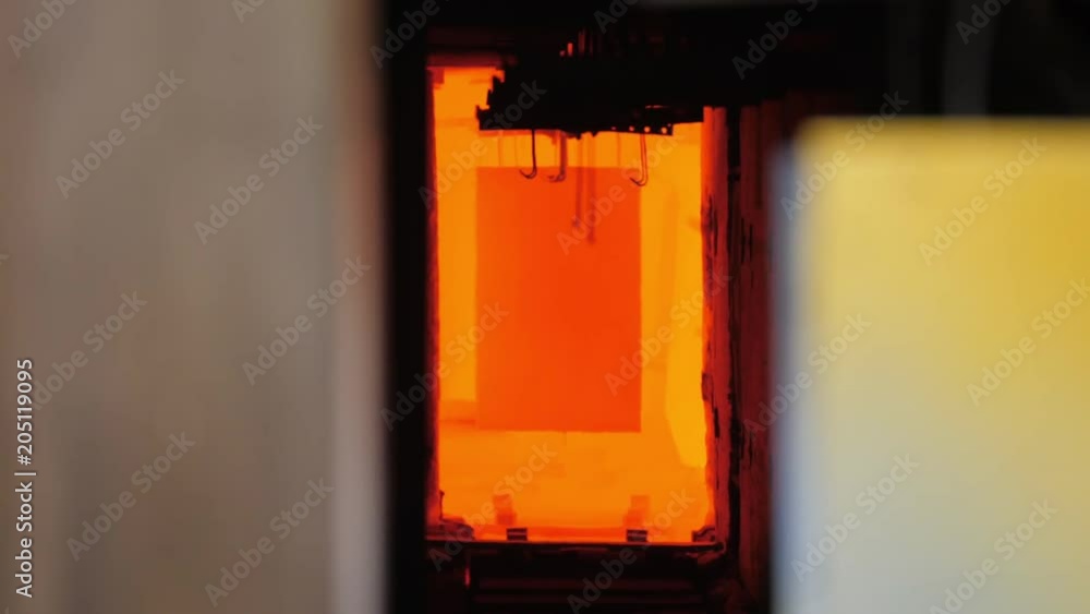 Close up, oven factory conveyor belt Close up, oven factory conveyor belt