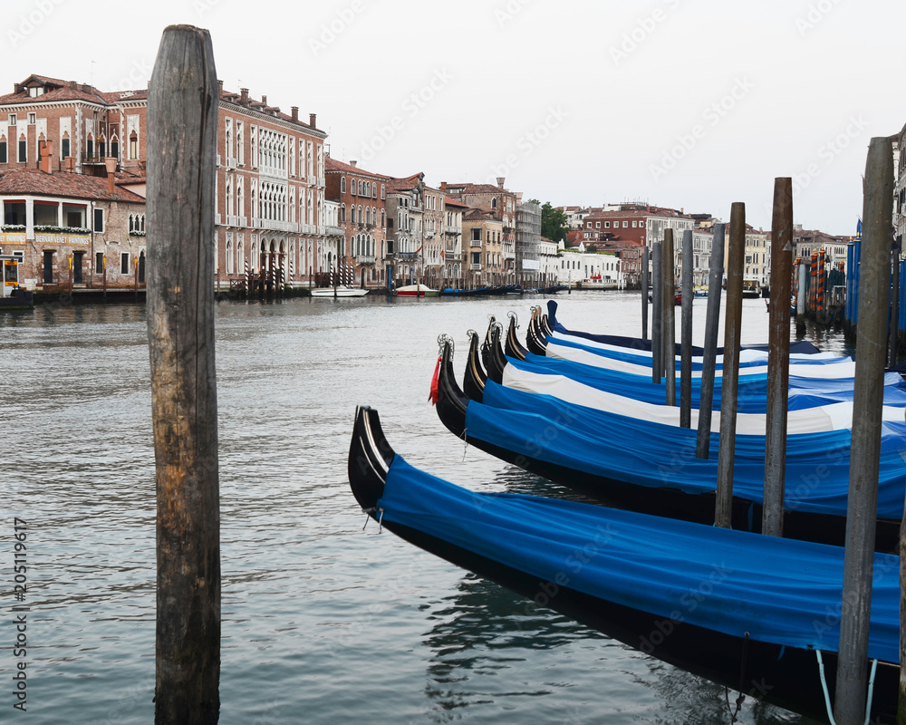 Gondolas on Grand Canal (Landscape), Venice, Italy