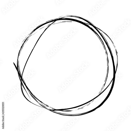 Hand drawn black scribble circles on white
