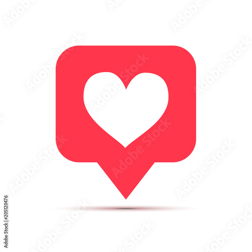 Like social network icon in heart shape on white