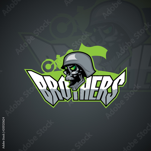 Human skull with an inscription Brothers. Vector image photo