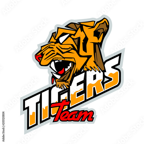 Left side Tiger face. Logo template.