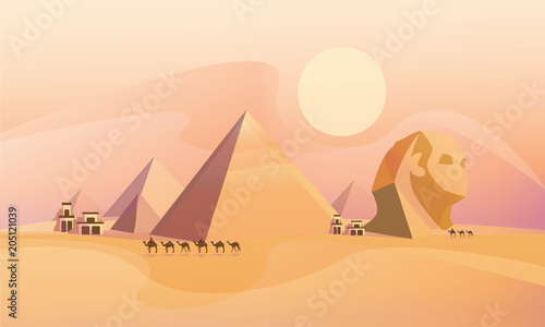 Panorama of the ancient Egyptian pyramids