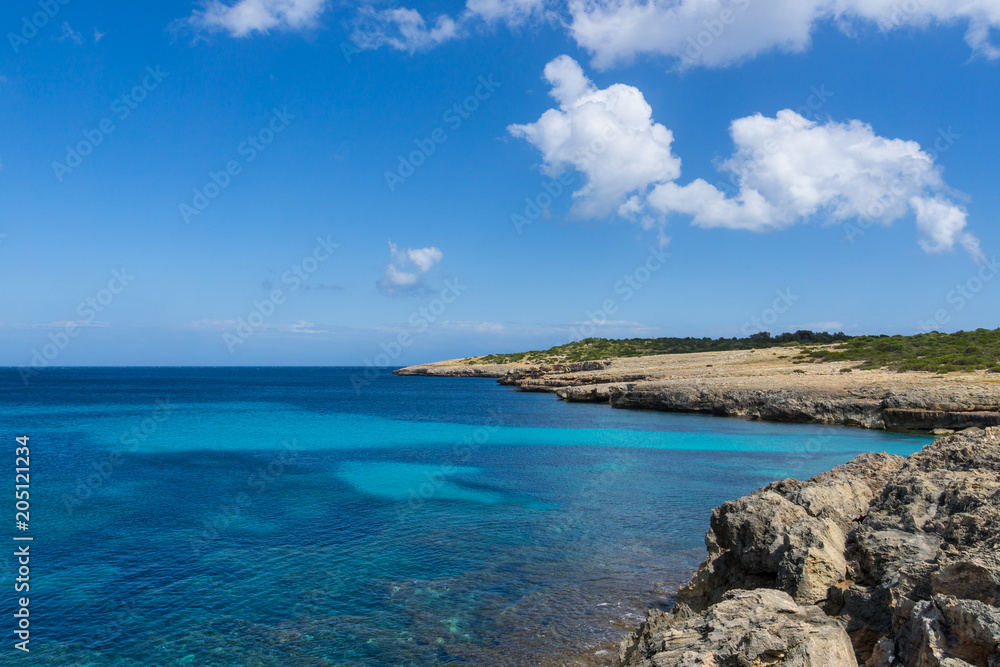 Mallorca, Blue clear water at rocky coast of holiday island Mallorca, Blue clear water at rocky coast of holiday island