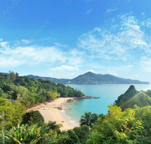 Beautoful asian landscape of a rainforest and an ocean