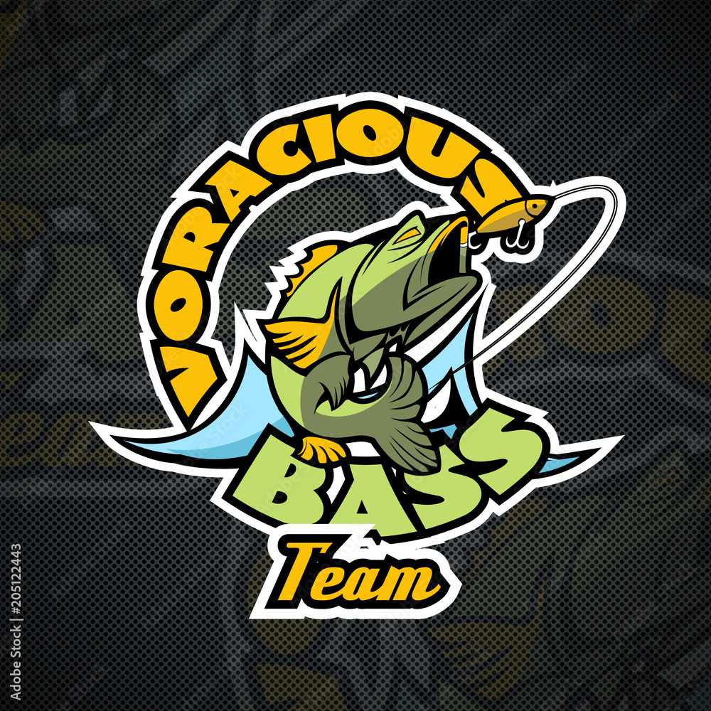 Voracious Bass, the motto of the Fishermen's team. Logo template.