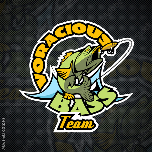 Voracious Bass, the motto of the Fishermen's team. Logo template.