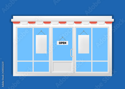 Fototapet Realistic Detailed 3d Exterior of Restaurant, Cafe or Shop Doors
