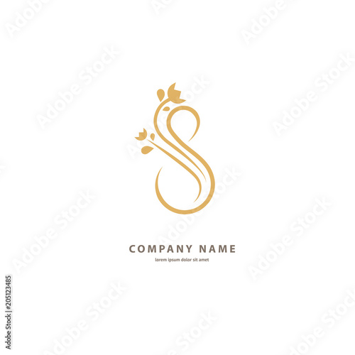 Floral logo. Flower wedding icon. Luxury retro emblem. Cosmetics, Spa, Beauty salon, Decoration, Boutique vector logo.