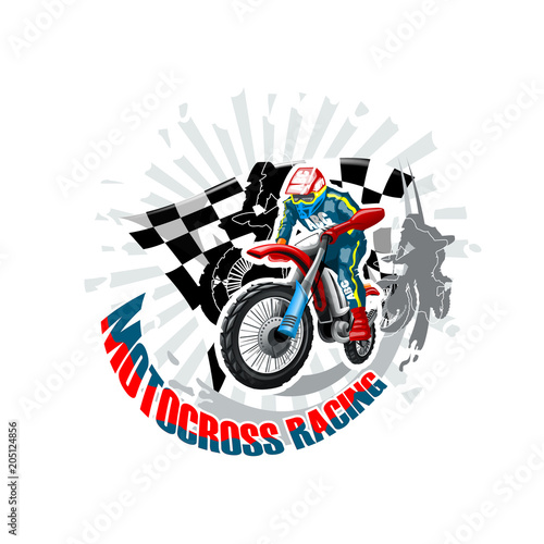 Extreme red Off Road Motorbike, Motocross racing. Vector illustration.