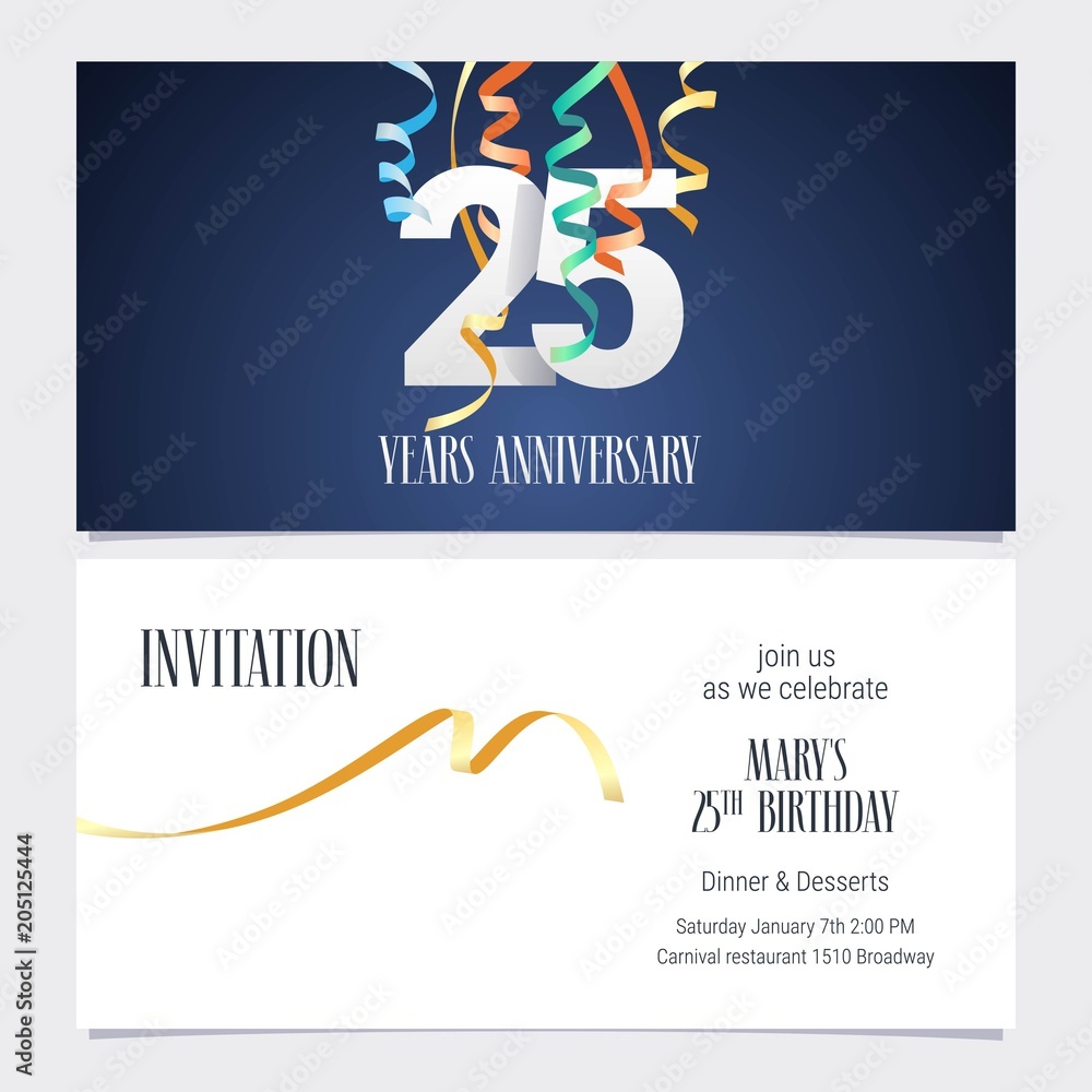 25 years anniversary invitation vector Stock Vector | Adobe Stock