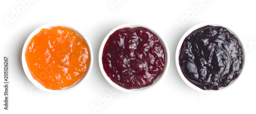 Tasty fruity jam in bowl. photo