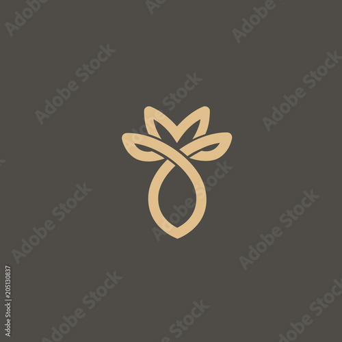 Lotos logo. Wedding icon. Luxury retro emblem. Cosmetics, Spa, Beauty salon, Decoration, Boutique vector logo.