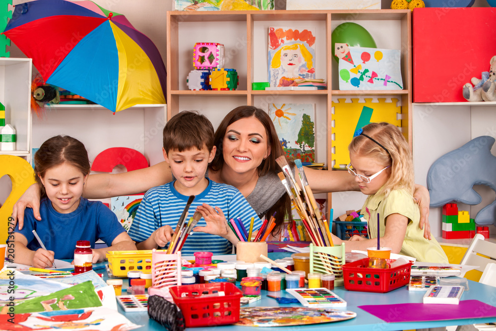 Playgroup Drawing Painting projects for kids in playroom organization of children ...