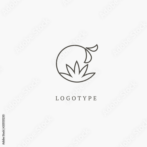 Lotos logo. Wedding icon. Luxury retro emblem. Cosmetics, Spa, Beauty salon, Decoration, Boutique vector logo.