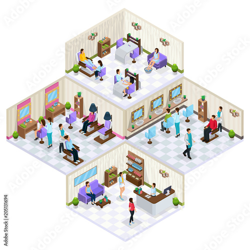 Isometric Beauty Salon Interior Concept