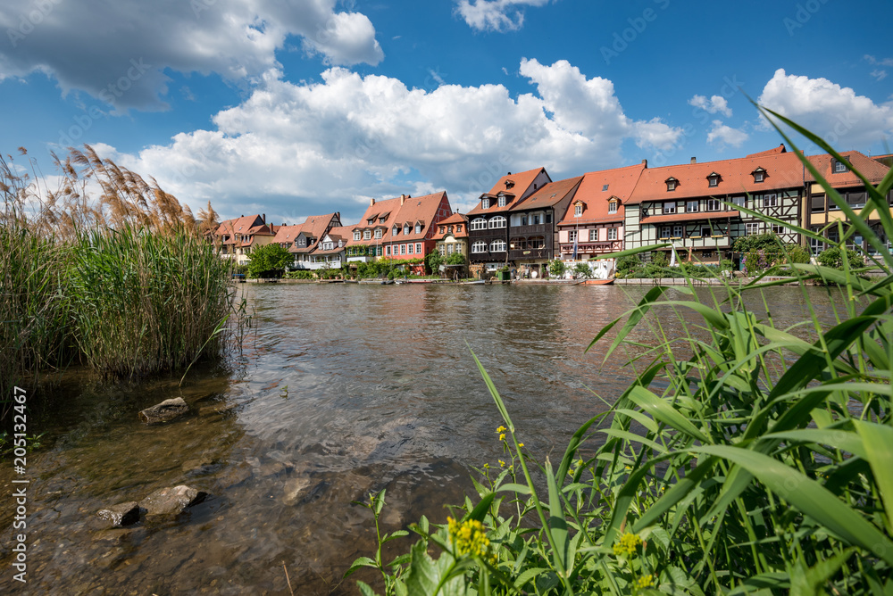 Bamberg mit Fluss Regnitz und Fachwerkhäusern