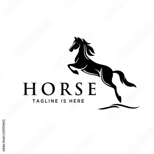 elegant jumping horse style logo