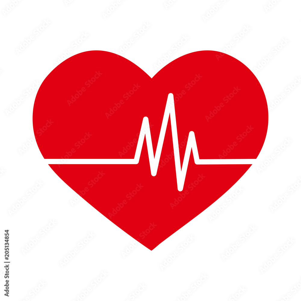 vector simple flat red heart icon with ekg pulse haert beat line signal, healthy lifestyle or medical concept vector simple flat red heart icon with ekg pulse haert beat line signal, healthy lifestyle or medical concept