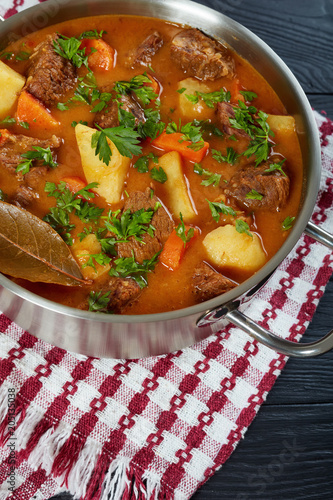 tasty braised beef with potato and carrots
