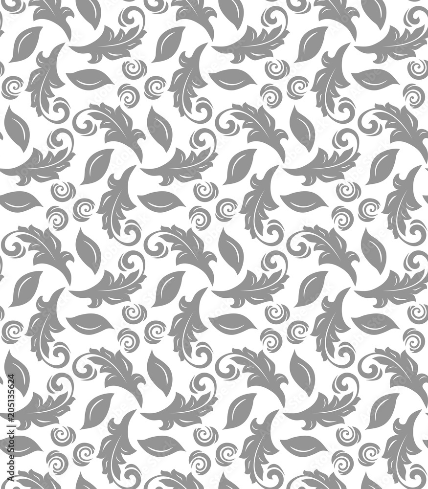 Floral vector ornament. Seamless abstract classic background with silver flowers. Pattern with repeating floral elements. Ornament for fabric, wallpaper and packaging Floral vector ornament. Seamless abstract classic background with silver flowers. Pattern with repeating floral elements. Ornament for fabric, wallpaper and packaging