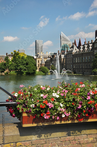 Hofvijver lake at Hague (Den Haag). South Holland. Netherlands