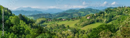 Panoramic view of the hills surrounding Urbino, city and World Heritage Site in the Marche region of Italy.
