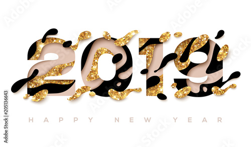 2019 gold and black paper cut