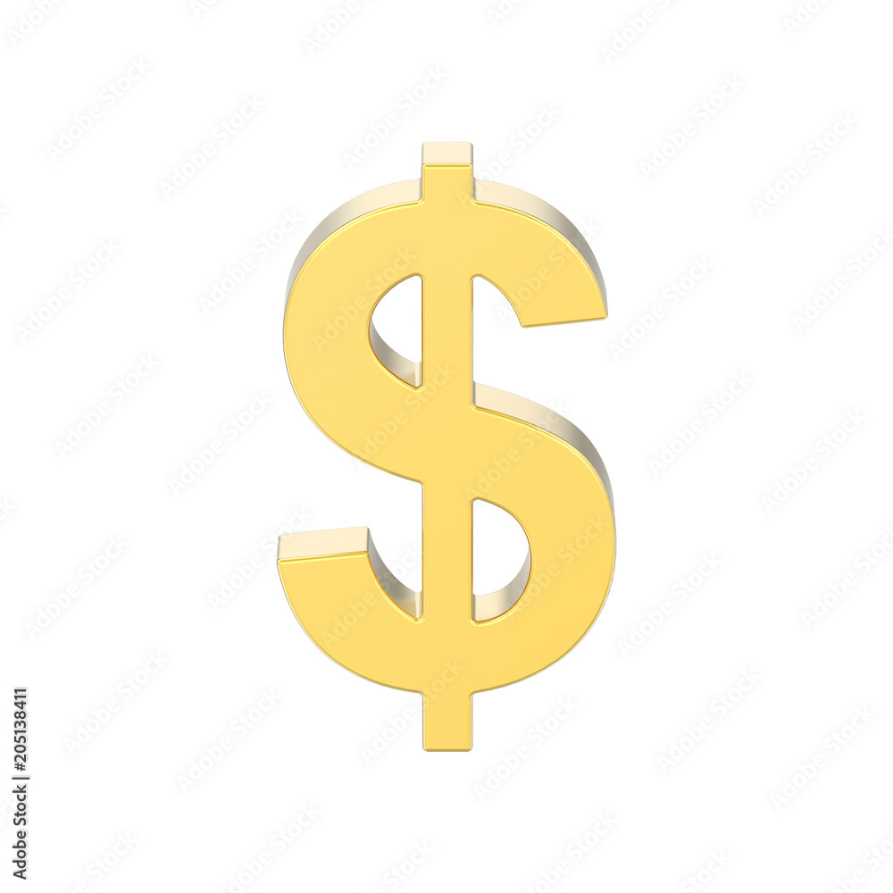 3D illustration isolated gold dollar money 3D illustration isolated gold dollar money