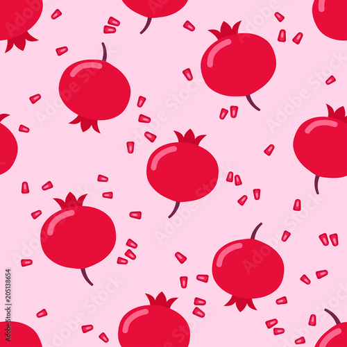 Seamless pomegranate pattern on pink background