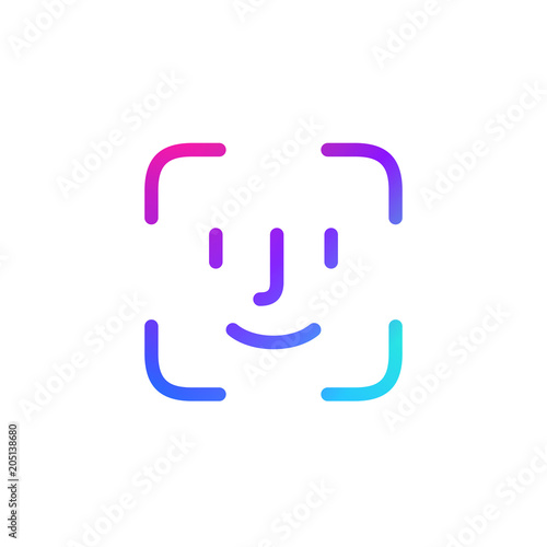 Face password, identification icon. Facial recognition scan. Face Security process