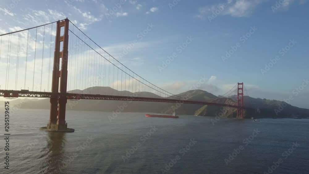 Aerial, scenic Golden Gate Bridge in California Aerial, scenic Golden Gate Bridge in California