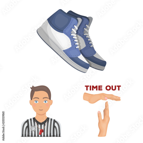 Basketball and attributes cartoon icons in set collection for design.Basketball player and equipment vector symbol stock web illustration.