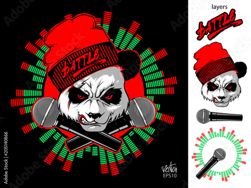 Angry Panda and two microphones