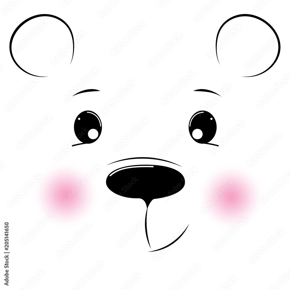 Silhouette cartoon face bear on a white background Silhouette cartoon face bear on a white background