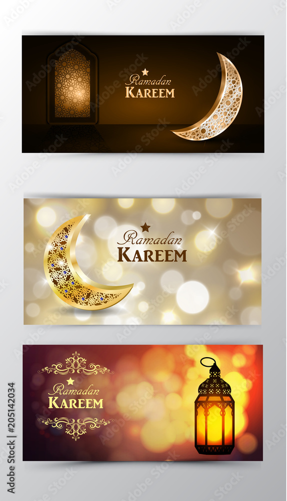 Ramadan Kareem greeting card banners set