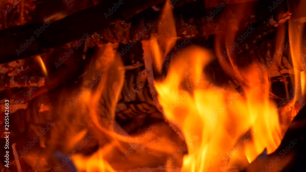 Wood burning in fireplace Wood burning in fireplace