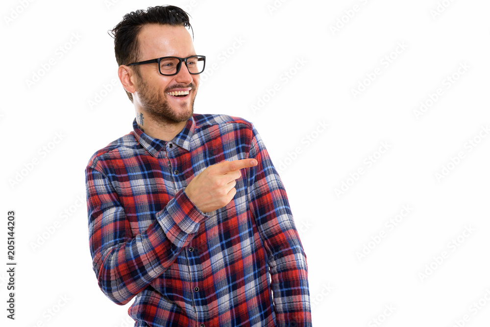 Young handsome bearded man construction worker Young handsome bearded man construction worker