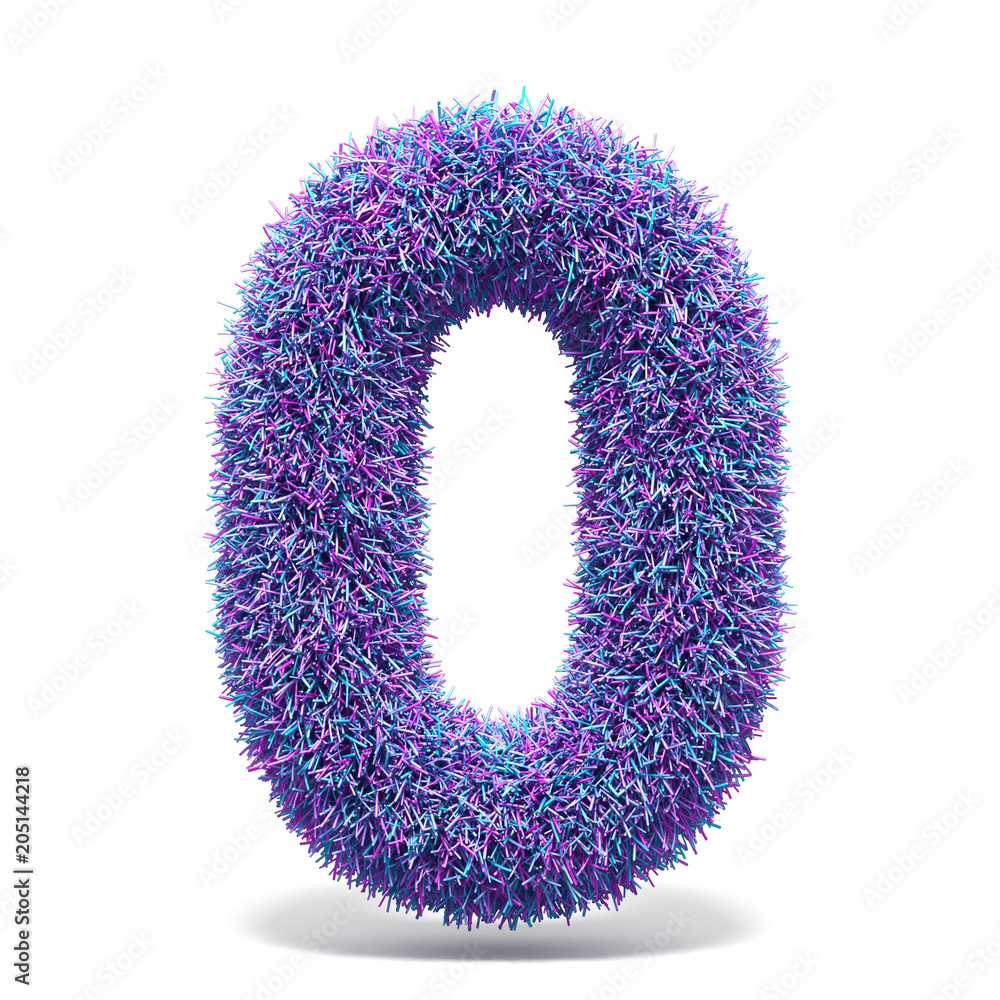 Purple faux fur LETTER O 3D illustration Purple faux fur LETTER O 3D illustration
