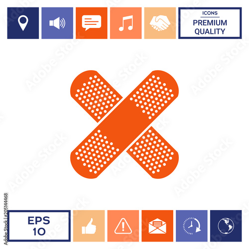 Cross adhesive bandage, medical  plaster icon