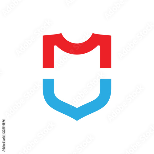 MU, MV letter shield logo