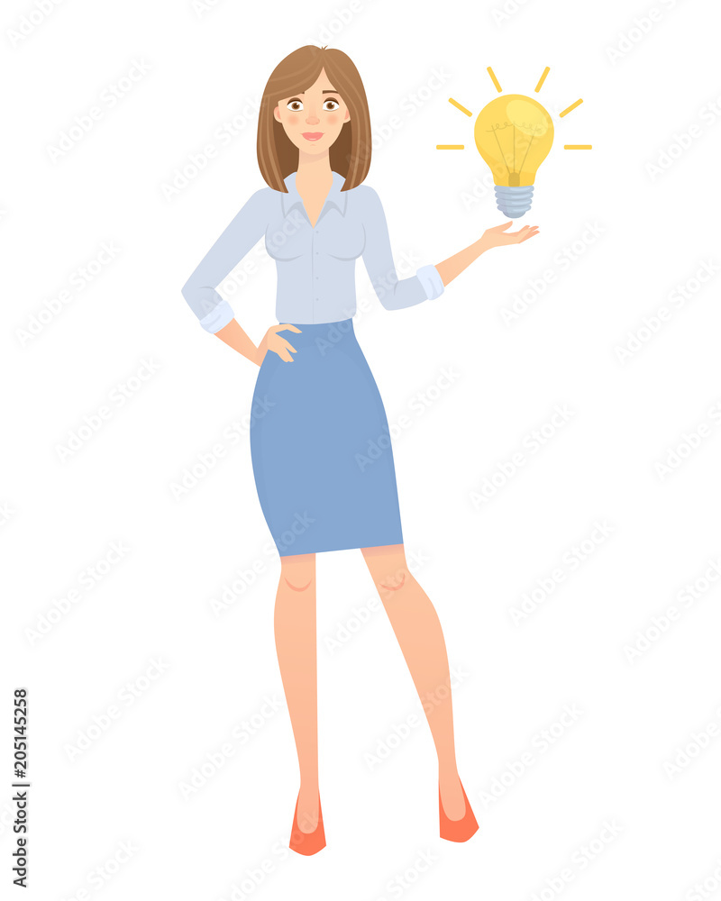 business woman with lamp business woman with lamp